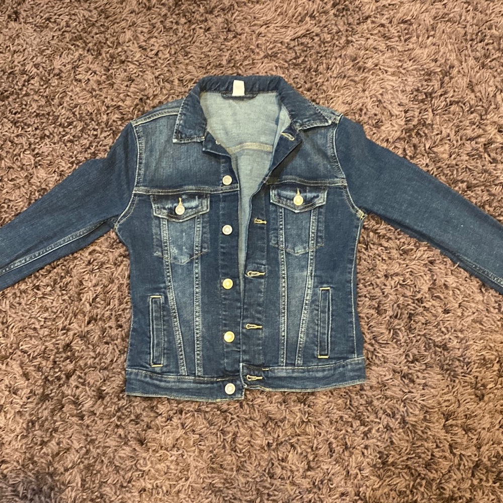 blue denim jean jacket, size us 2
